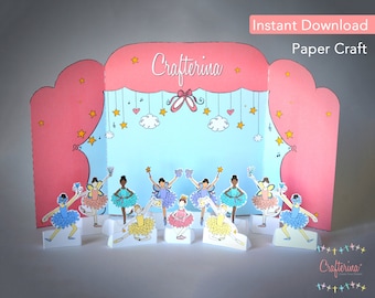 Ballerina Playtime Tableau Set - PDF Download - Printable- DIY Craft Kit - Party Activity - Child Toy - Play & Pretend