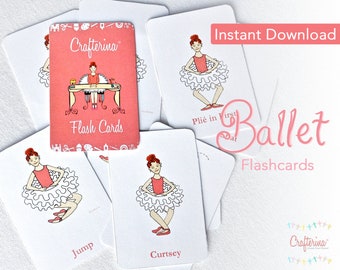 PDF Printable Ballet Flashcards - DIY Craft Kit - Party Favor- Educational Child Toy - Play & Pretend