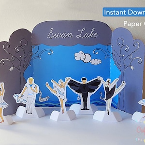 Swan Lake Playtime Tableau PDF Set - Printable - Puppet - Theater - Paper Goods - Toy - Children - Ballet