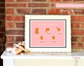 How to Make a Ballet Bun (Pink) Digital Art Print by Crafterina - PDF - Download