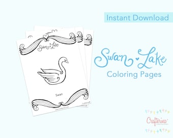 New! Swan Lake PDF Coloring Sheets (6 pages) - Printable - Ballet - Theater - Paper Goods - Toy - Children - DIY