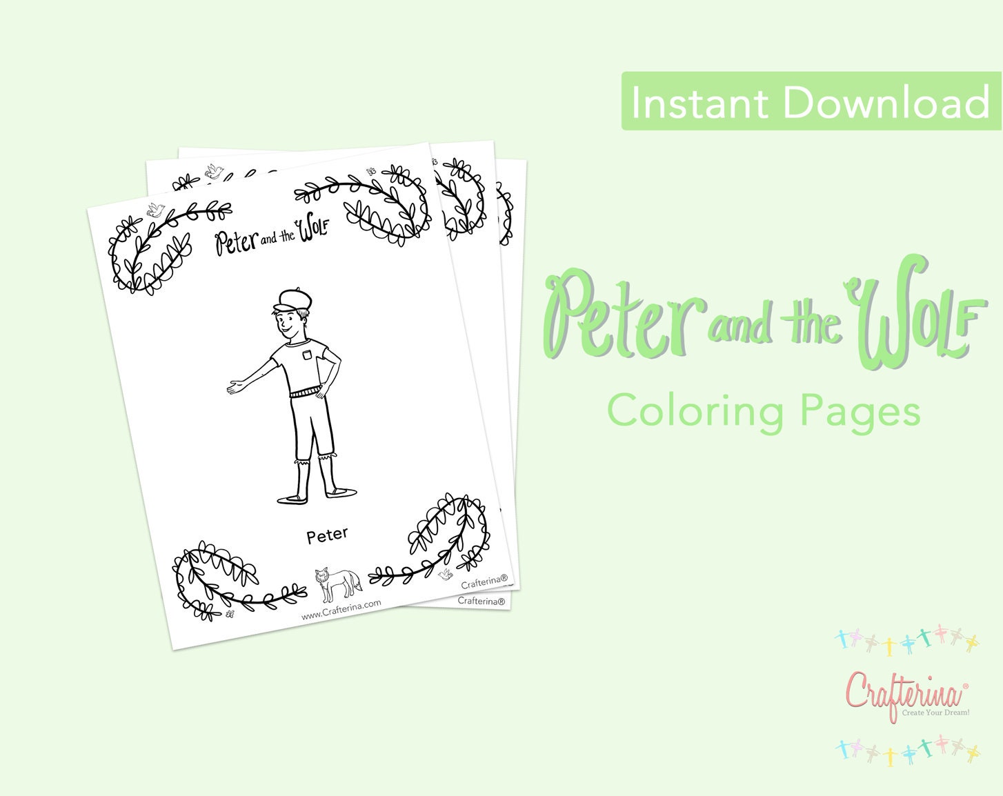 Printable colouring pages peter and the wolf