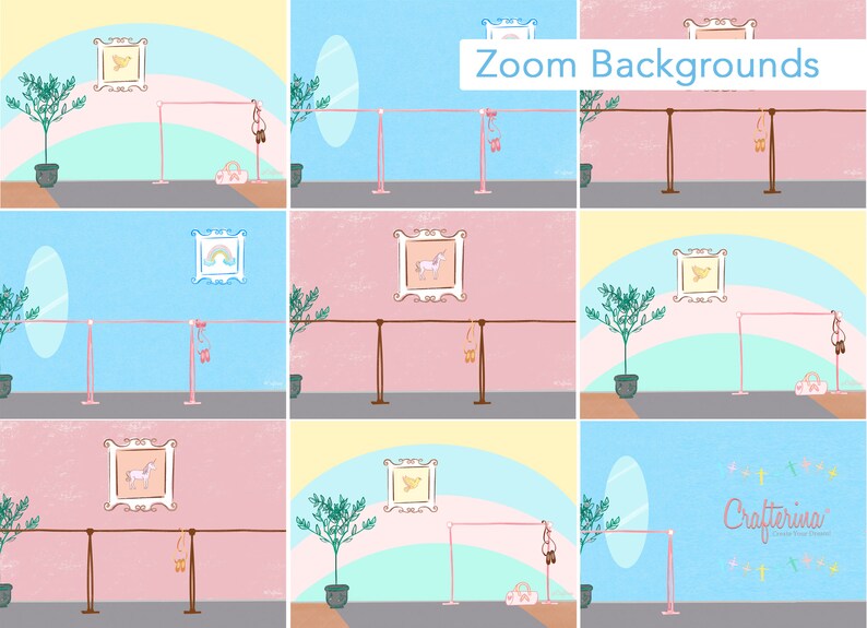 Ballet Class Zoom Backgrounds by Crafterina™, Digital Download, Set of