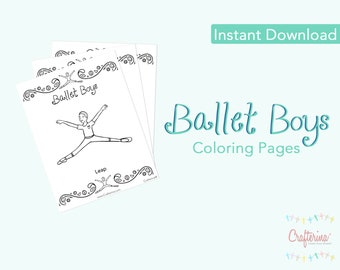 New! Ballet Boys PDF Coloring Sheets (9 pages) - Printable - Ballet - Educational Activity - Paper Goods - Toy - Children - DIY