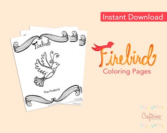 New! Firebird Ballet PDF Coloring Sheets (5 pages) - Printable - Ballet - Paper Goods - Toy - Children - DIY