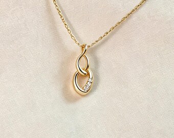 Gold Infinity Knot Necklace, Sterling Silver Number 8 Pendant, Layering Jewelry