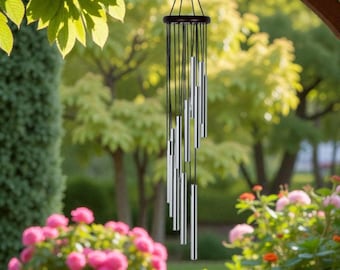 Campana de viento metálica en espiral moderna - Campana colgante multitubo - Elegante adorno zen para patio - Arte de jardín de profunda resonancia - Regalo de lujo para el jardín