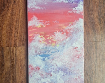 Sunrise Acrylic Cloudscape Painting - 14" x 7"