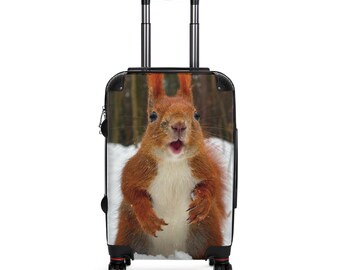 Surprised Red Squirrel Suitcase | Animal Luggage, Wildlife Photo Print