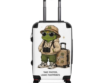 Cute Frog Traveler Take Photos Leave Footprints Suitcase | Carry-On Luggage
