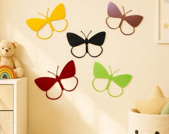 Decoración de pared con mariposas coloridas impresas en 3D, arte para la habitación infantil, sin adhesivo.
