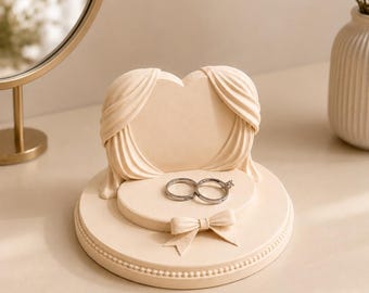 Bandeja para anillos con forma de lazo, bandeja para joyas Coquette, decoración de tocador impresa en 3D, regalo para damas de honor