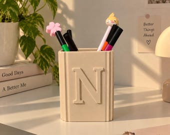 Portalápices personalizado, organizador de escritorio impreso en 3D, accesorio de escritorio, regalo para ella.