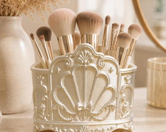 Organizador de tocador y soporte para brochas de maquillaje barroco vintage