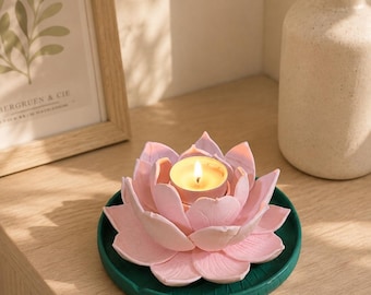 Lotusblumen-Kerzenhalter - 3D gedruckter Teelichthalter für ruhiges, gemütliches Wohndekor