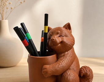 Portalápices Shiba Inu, organizador de escritorio con forma de perro adorable, portalápices impreso en 3D, decoración para escritorio de oficina.