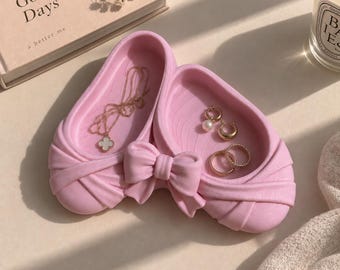 Soporte para joyas con forma de bailarina, bandeja para joyas con forma de lazo, plato para anillos y pendientes impreso en 3D, organizador de tocador, regalo para ella.