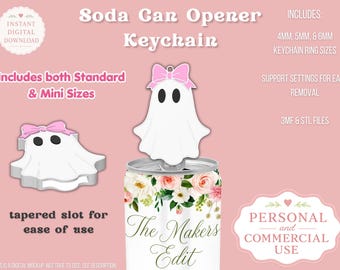 Soda Can Tab Opener Keychain 3D Printer file | Ghost with Bow | STL 3MF