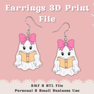 Earrings 3D Printer File | Bookish Ghost STL 3MF