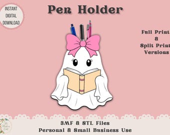 Pen Holder 3D Printer File | Bookish Ghost STL 3MF