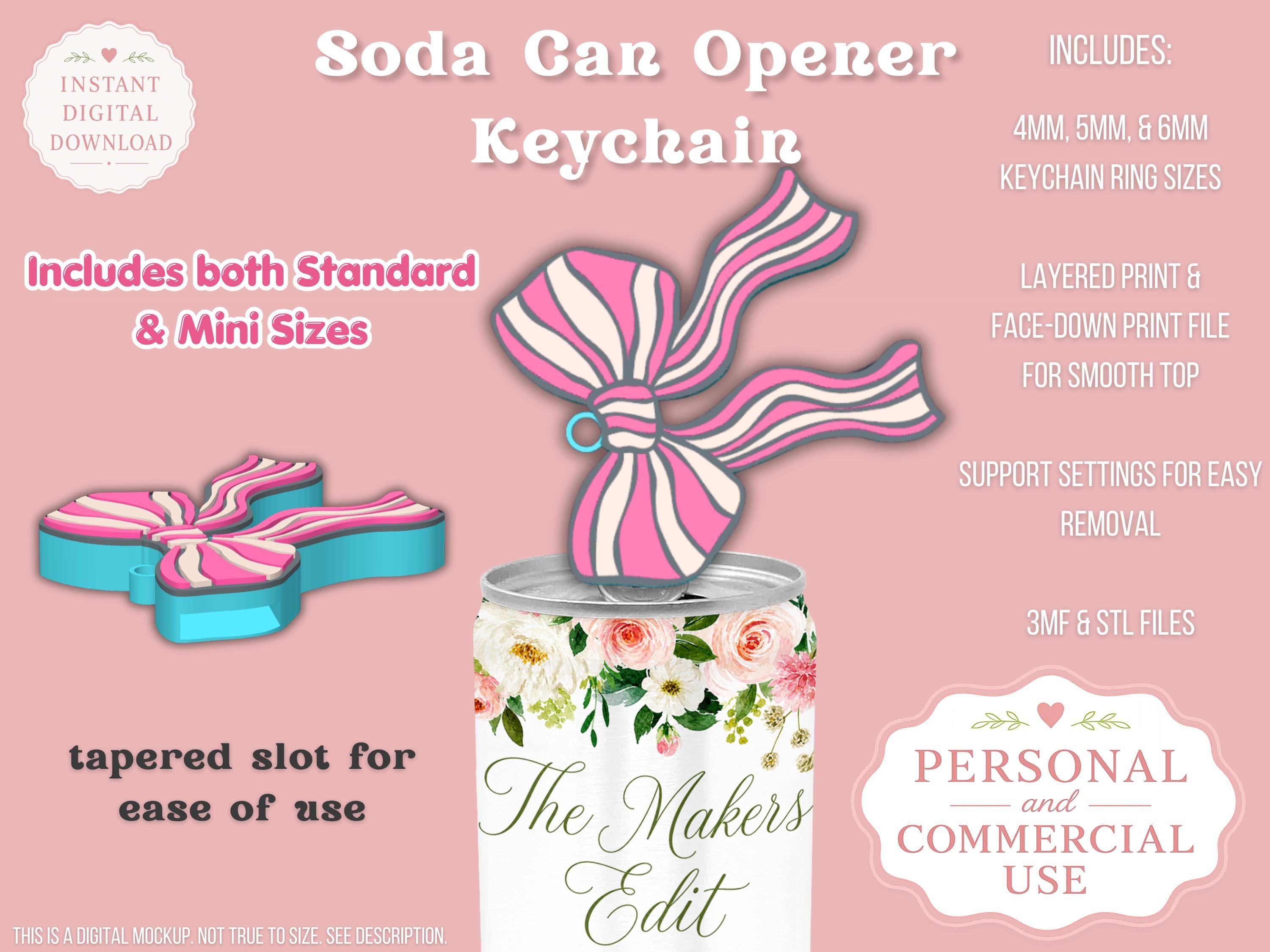 Soda Can Tab Opener Keychain 3D Printer File |striped Coquette Bow