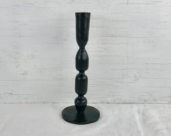 Thor's Candlestick in Black Strong Wrought iron - Hand Forged - Triple Tiered For Strength and Style - Handsome Housewarming Gift