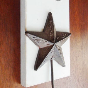 Wall Hanging with Green Glass and metal Inlay Knob and Iron Star  Hook - Original "Bauble Board" by Nightingale Arts