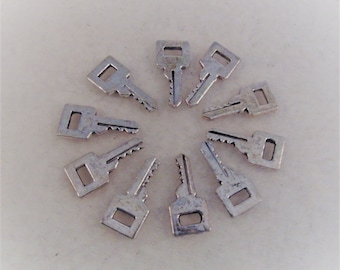 KEY SILVER Charms-Set of 10, 3/4" Small Metal Trinkets for Bracelets, Necklaces, Earrings, Craft Projects, Steampunk, Goth, Emo Decor, Bags