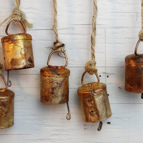 Iron Tin Metal Bells Windchime Cow Bells Bronze Vintage Collectibles Bell 10 Pc 