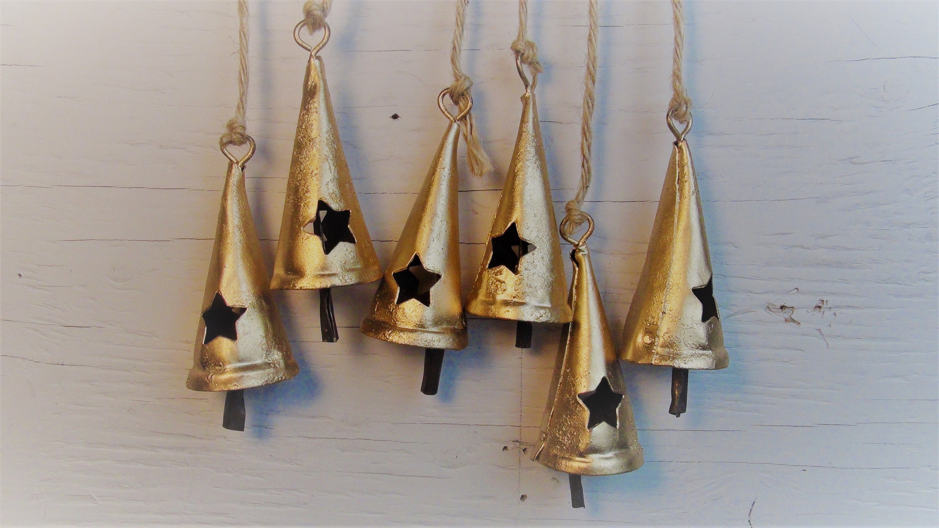 NOAH Bells Group of 5 Triangle 3 or 3 3/4 Handmade Bells-crafts