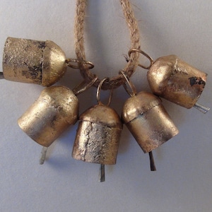 BOHO Rustic Golden Bells-Decorate for Any Occasion-5 Beautiful Bells for Crafts, Key Chains, Wreaths, Chimes, Doors, Garden