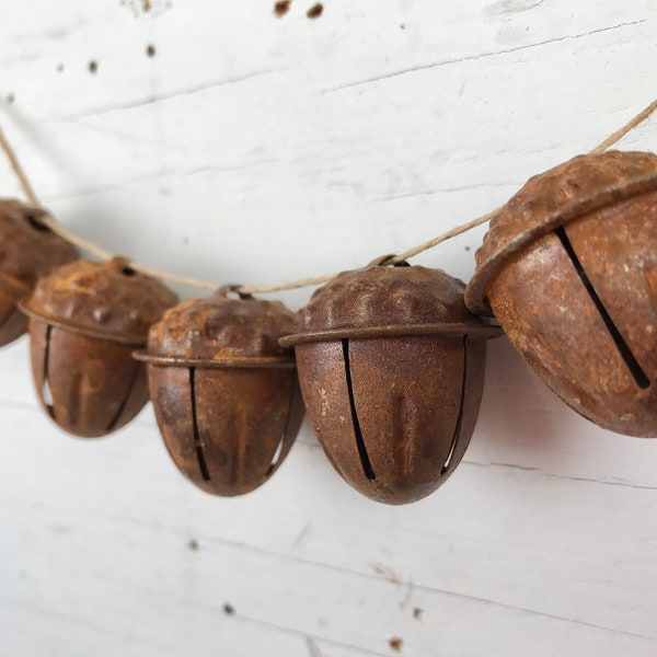 ACORN BELLS in Dark Rustic Brown - A Jingling Delight - Add to Any Decor, Wreath, Garden - Rustic Farmhouse, Shabby Chic, French Country