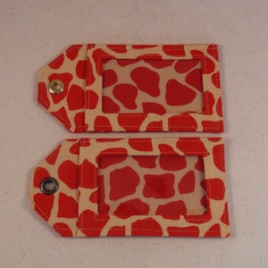 Étiquettes d'identification de bagage Giraffe Spots - cousues à la main - pour étudiants, sac à dos pour enfants, voyageurs, carte d'identité avec photo, laissez-passer, chasseurs, armée, sac de sport