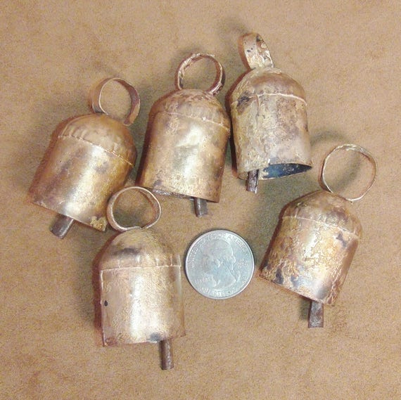Tiny Bell Bronze Metal Decoration 4 pieces 5/8 Jewelry Making Miniatures -  Miniature Crush