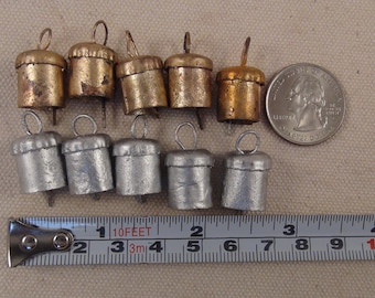 TINY Bells-10 SILVER & GOLD Painted Iron Tinkling Tiny Angel Bells, So Sweet- Gift Topper-Micro Size for All Craft Projects, Fairy Bells