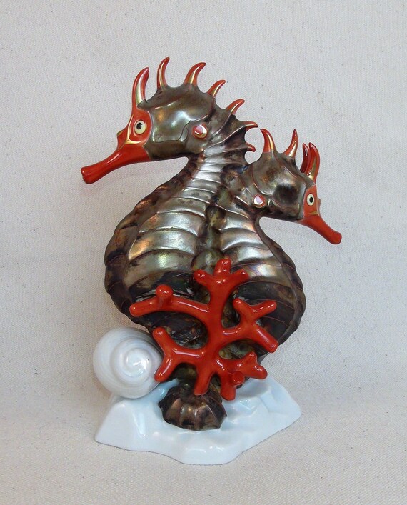 HERENDヘレンドフィギュリンたつのおとしごタツノオトシゴ竜の落とし子青未使用 HERENDヘレンドフィギュリンたつのおとしごタツノオトシゴ竜の落とし子