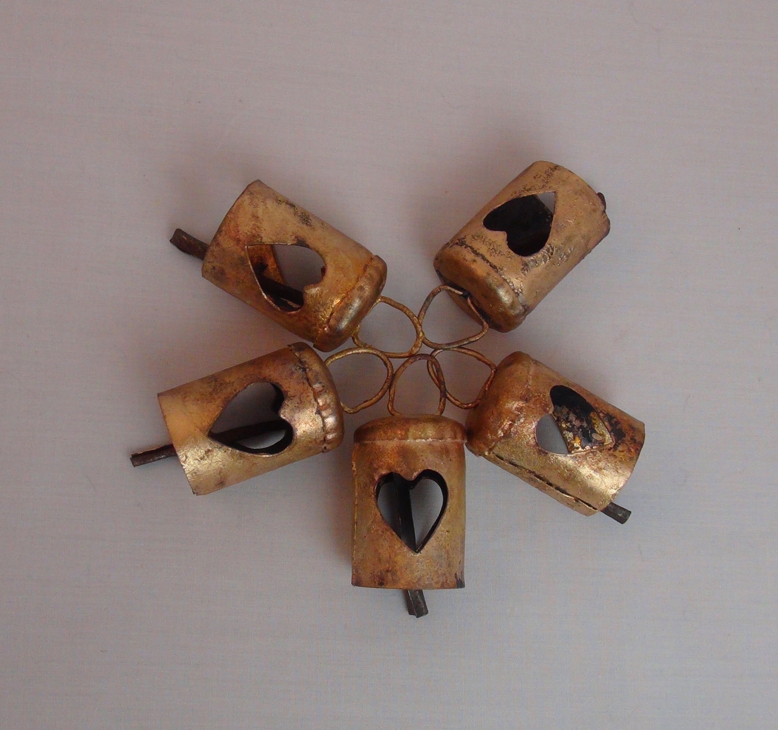 RUSTIC HEART Bells Set of Metal Gold Bells With Rustic - Etsy
