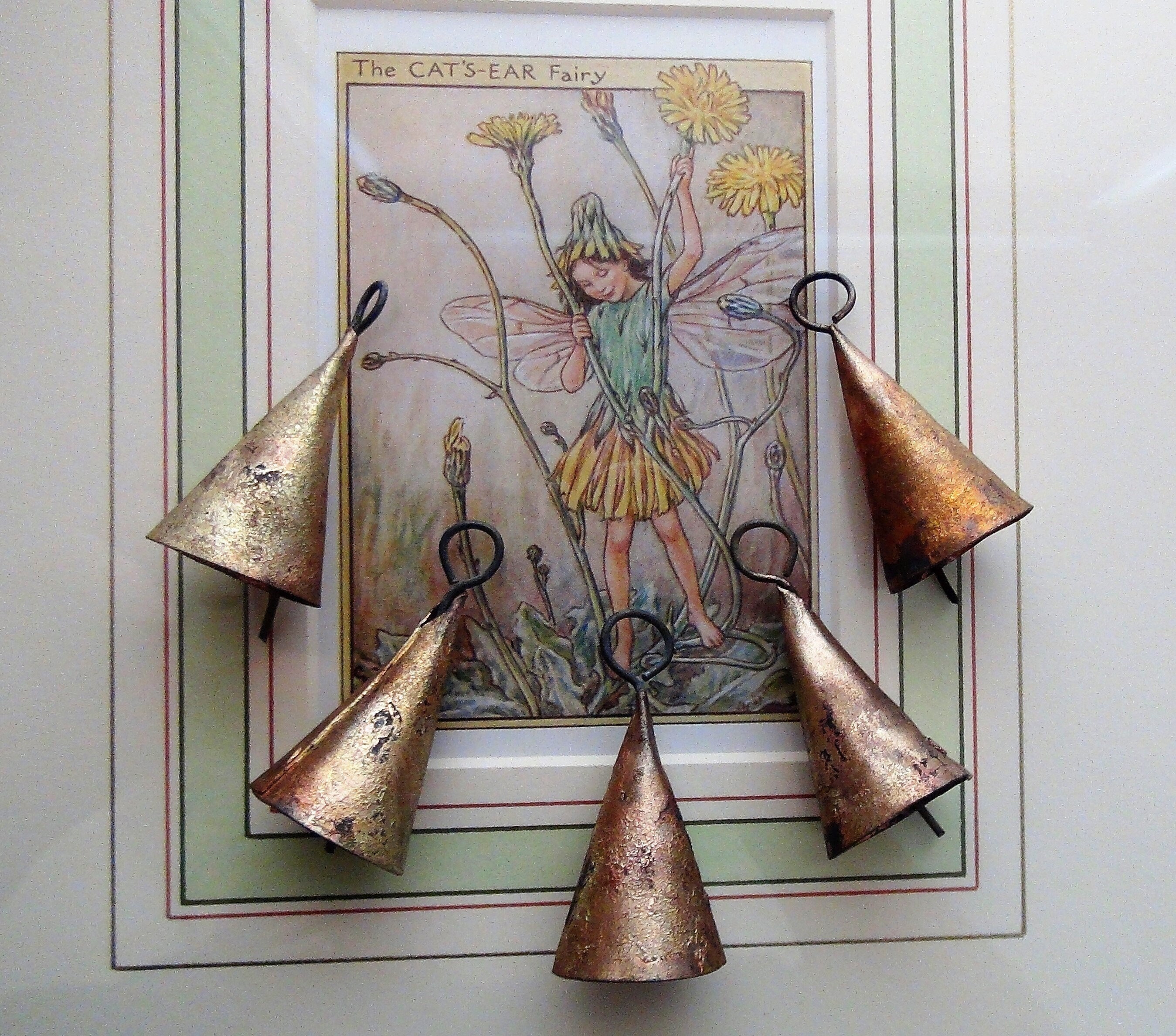 FAIRY Bells - Rustic Gold Triangular 2" Bells - For Garlands, Farmhouse Decor, Wreaths, Mobiles, Door Bells, Pet Bells, Crafts, Christmas