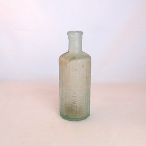 Antique/Vintage Glass Medicine Bottle-Moses Atwood Jaundice Bitters in Raised Letters-Aqua Green Color-In Unwashed Condition-6&quot; Tall