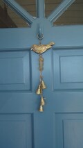 MUDDLE BEAD Bell or Door Chime-Bird, Beads & Bells are Beautiful Rustic Gold Decor-Our Speckled Muddle Beads are Adorable- Wind Chime