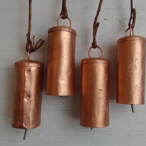 The PERFECT Wind Chime Bells! Large, Long, Copper Painted, Melodic Ring Tone w/ Metal Clanger- Great for Ornaments, Wreaths,  Bell Hangings