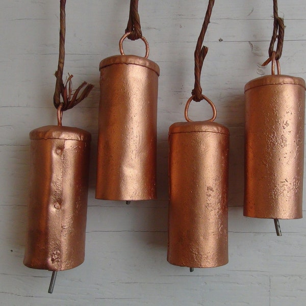 The PERFECT Wind Chime Bells! Large, Long, Copper Painted, Melodic Ring Tone w/ Metal Clanger- Great for Ornaments, Wreaths,  Bell Hangings