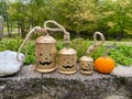 HALLOWEEN PUMPKIN FACE Bell- Jack O Lantern Face Cut Out on Rustic Gold Bells-Spooky Fun in 3 Sizes or Set of 3-Scary Decor, Fall Decor