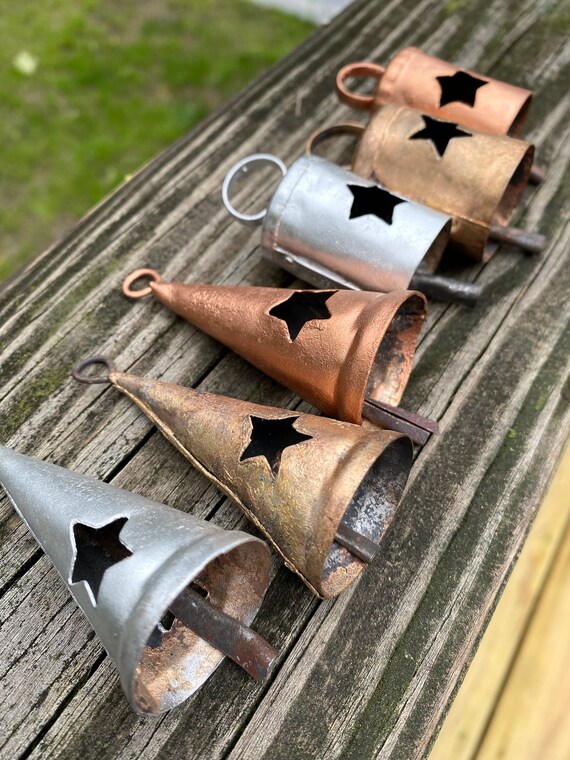 BOHO Rustic Golden Bells-decorate for Any Occasion-5 Beautiful Bells for  Crafts, Key Chains, Wreaths, Chimes, Doors, Garden 