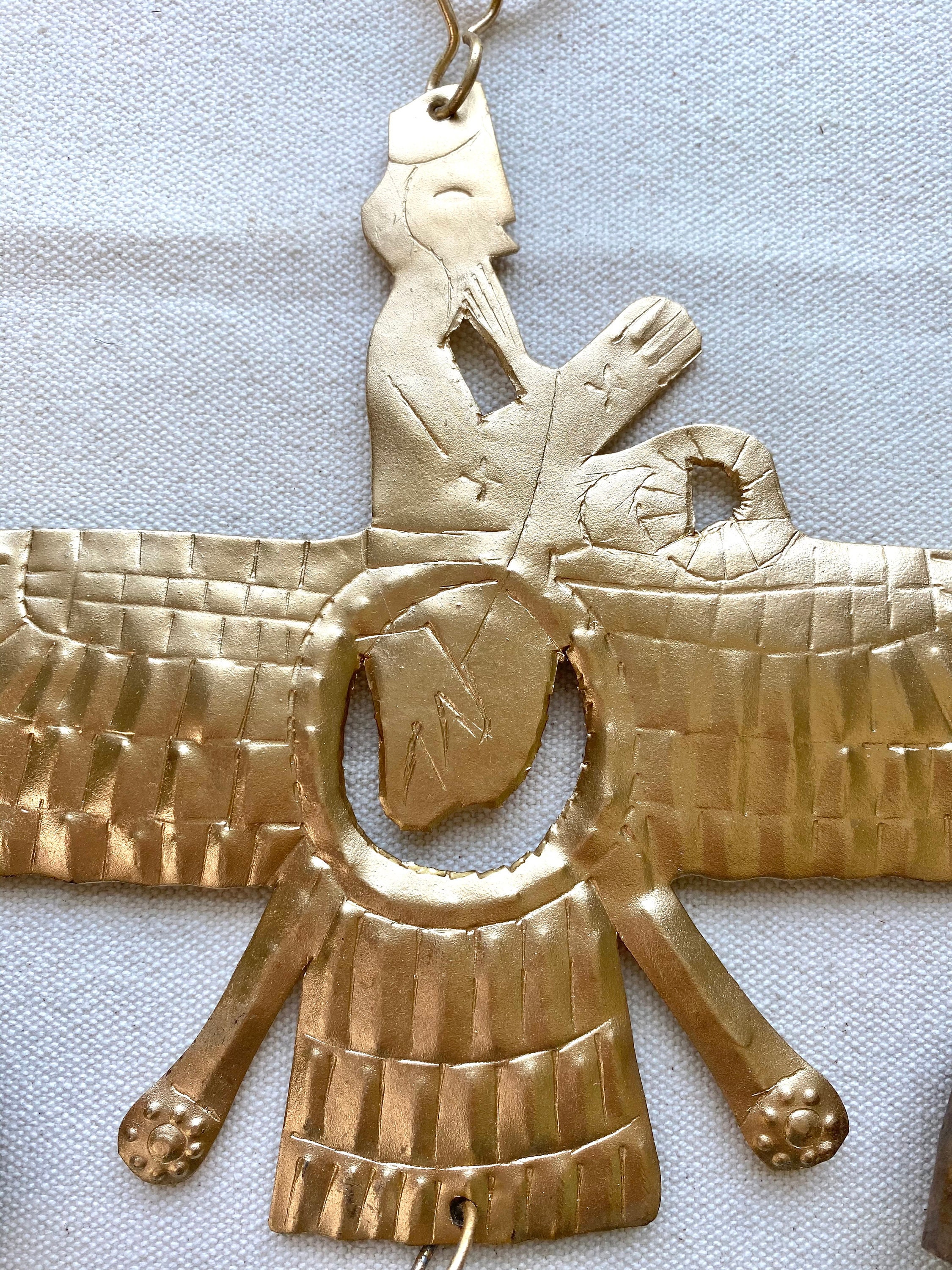 Egyptian Winged Disc Wind Chime with Rustic Bells Etsy