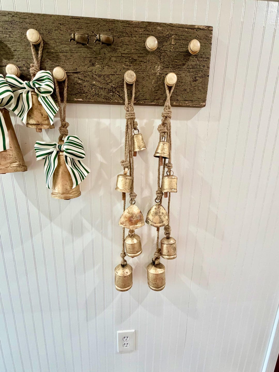 Solomon Bells-big Set of 5 Rustic Gold Bells on Jute-large Bells on ...