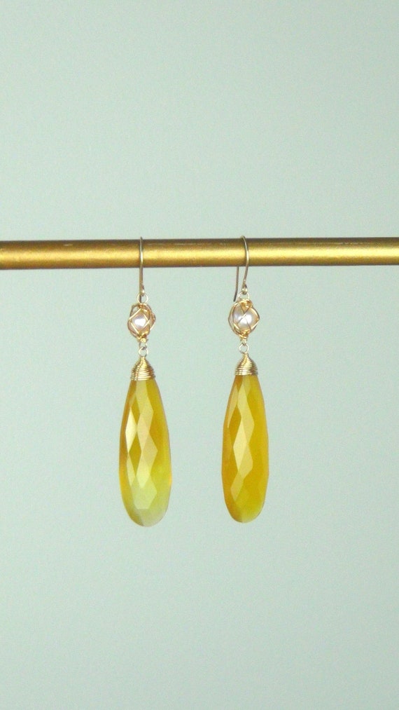 CITRINE Drop Earrings in 14K GOLD Wrapping - Golde