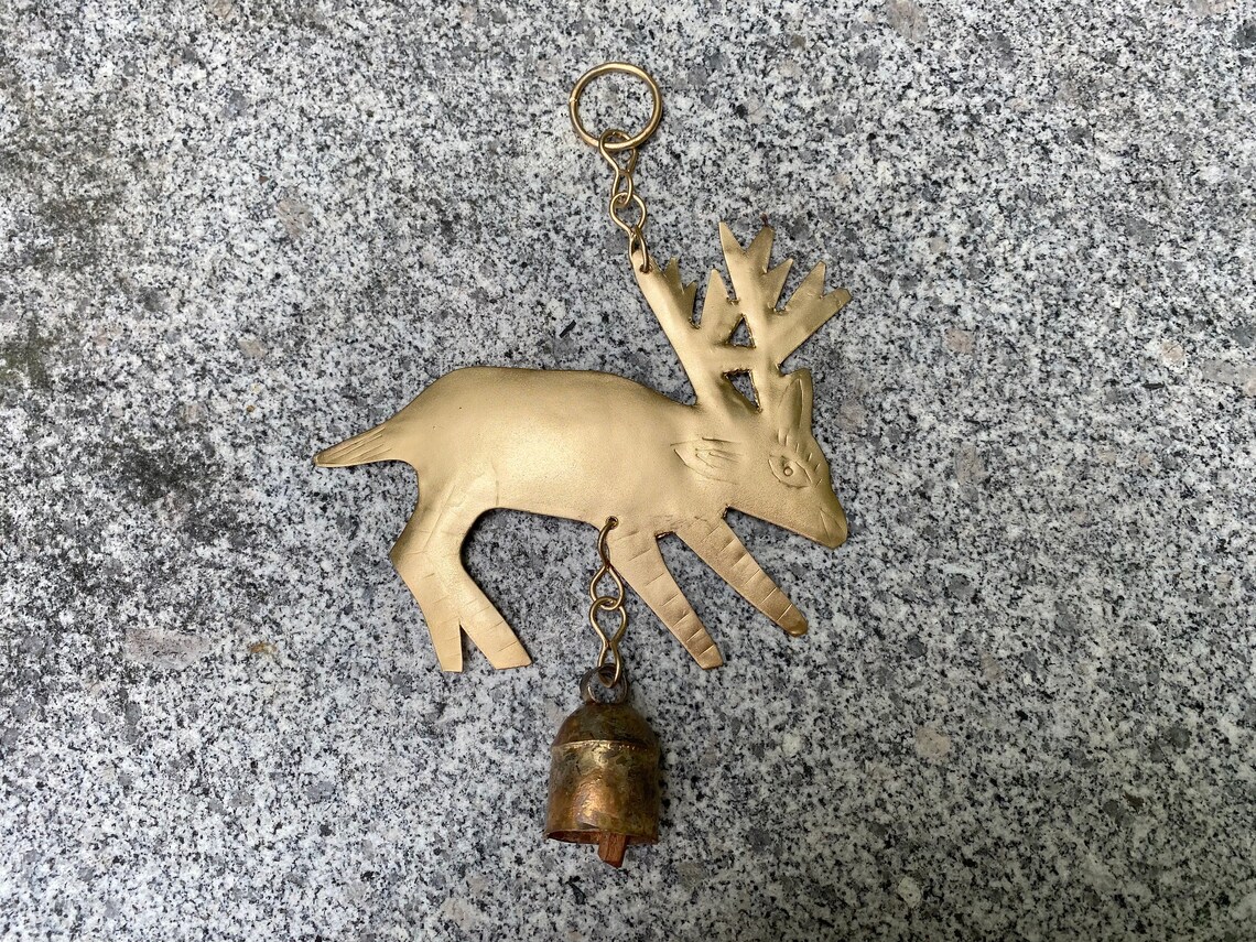 Deer Wind Chime with Rustic Bell Shabby Chic Etsy