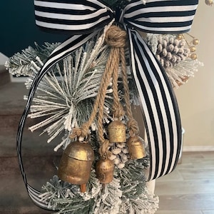 RUSTIC FARMHOUSE BELLS 5 Rough Hewn Gold Bells w/ Wooden Clappers in 6 Sizes Shabby Chic Cow Bells Xmas Tree, Holiday, Wedding Bells image 7