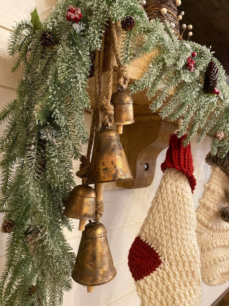 Mermaid Bells Flared Rustic Gold Bells With Wooden Clapper - Etsy